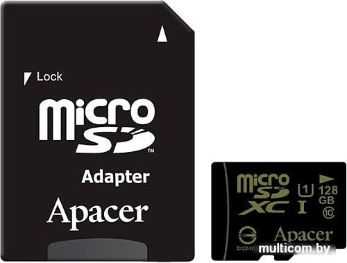 Карта памяти Apacer microSDXC AP128GMCSX10U1-R 128GB (с адаптером)