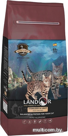 Сухой корм для кошек Landor Adult Sterilized & Light Duck with Rice 10 кг