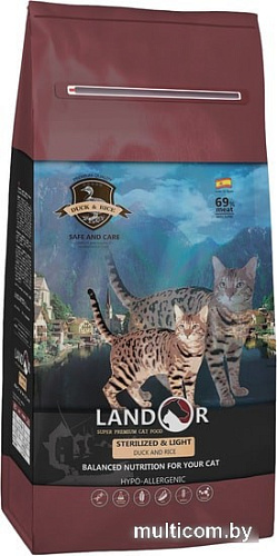 Сухой корм для кошек Landor Adult Sterilized & Light Duck with Rice 10 кг