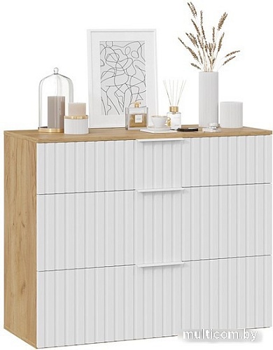 Тумба для обуви Трия Хилтон комбинированная Исп.2.3 (дуб крафт золотой/белый матовый)