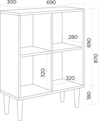Стеллаж MONOFIX Одос 4 секции (графит)