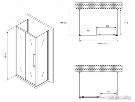 Душевой уголок Abber Schwarzer Diamant AG30100BH-S50B-S50B