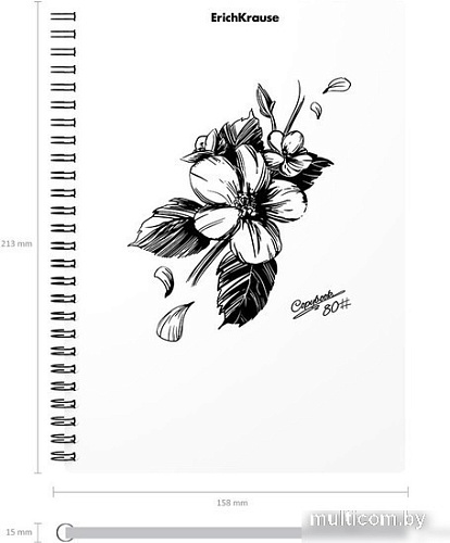 Общая тетрадь Erich Krause Blossom Black and White 80 л клетка 54118