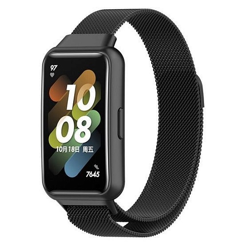 Браслет Rumi Milanese loop металлический для Huawei Band 7 (черный)