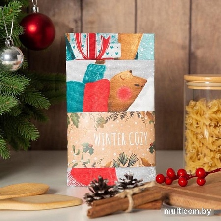 Набор полотенец Доляна Новогодняя сказка праздник в городе 35х60 (2шт, хлопок)