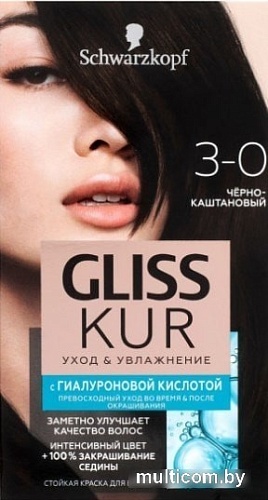Крем-краска для волос Gliss Kur Уход и увлажнение 3-0 черно-каштановый