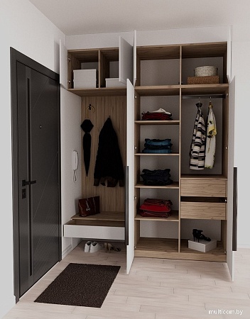 Стенка Рэйгрупп Рэй P245-B4-2-EB В4-2 (дуб элисон/белый премиум)