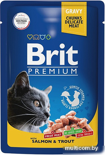 Пресервы Brit Premium лосось и форель в соусе 85 г