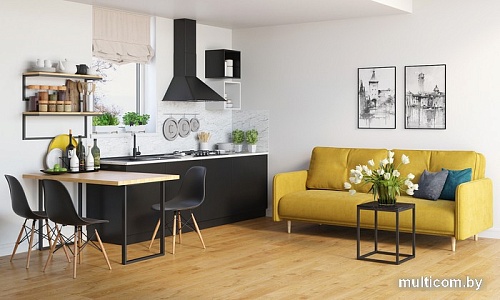 Полка LoftyHome Флэт (натуральный/черный)