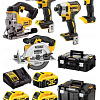 DeWalt DCK551P3T (шуруповерт, винтоверт, лобзик, циркулярная пила, 3 АКБ, кейс)
