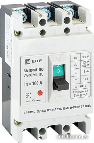 Выключатель автоматический EKF Basic ВА-99МL 100100А 3P 18кА mccb99-100-100mi