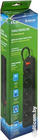 Сетевой фильтр Defender 5 розеток, 3 м, черный [ES 99485]