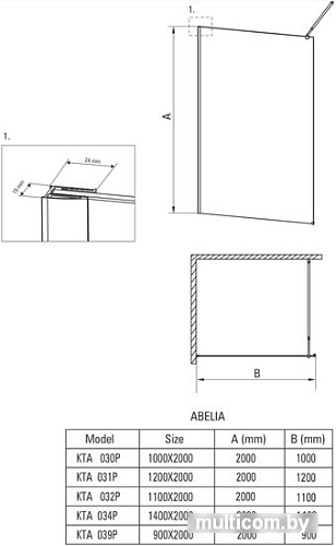 Душевая стенка Deante Abelia 110 KTA 032P (хром/прозрачное)
