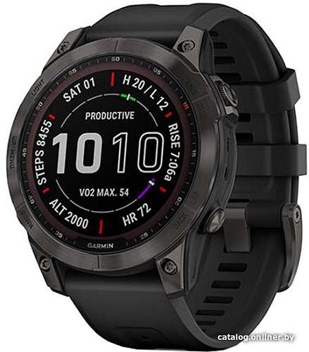 Умные часы Garmin Fenix 7 Sapphire Solar 47 мм (серый карбон/черный)