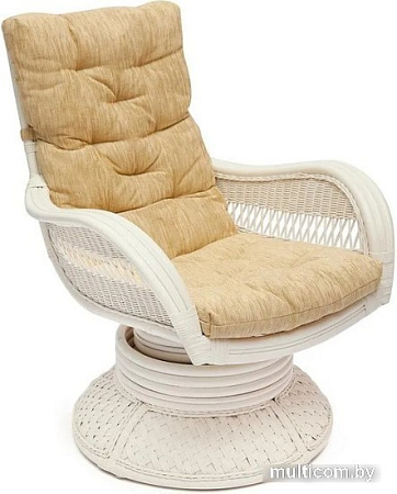 Кресло-качалка TetChair Andrea Relax Medium с подушкой (белый/рубчик кремовый)