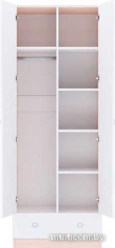 Шкаф распашной Polini Kids Simple двухсекционный с ящиком 0001302.161 (дуб пастельный/белый)