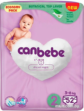 Подгузники Canbebe 2 3-6 кг (52 шт)