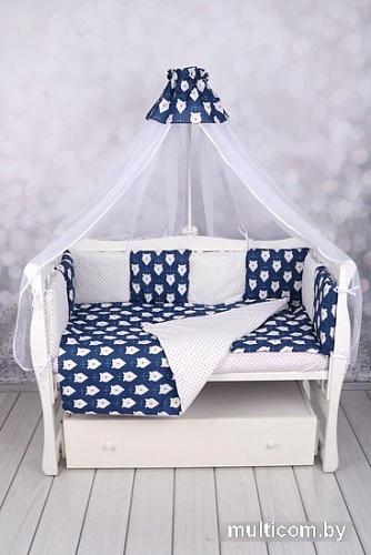 Постельное белье Amarobaby Baby Boom КПБ-3-Белые-медведи (синий)