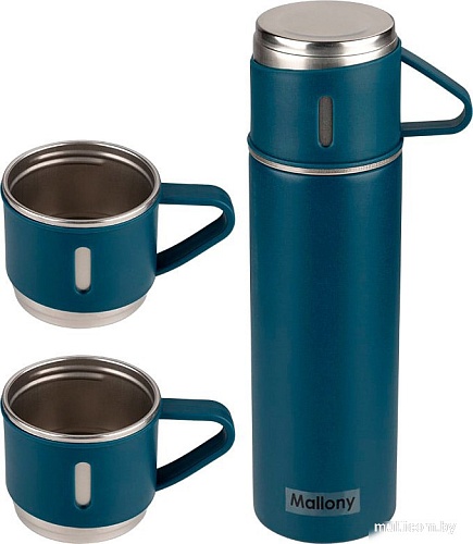 Термос Mallony Festa с кружками 500мл (синий)
