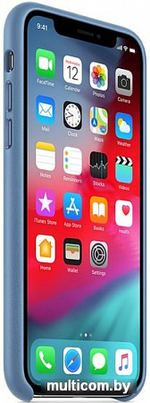 Чехол Apple Leather Case для iPhone XS (синие сумерки)