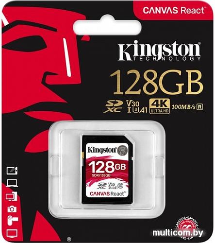 Карта памяти Kingston Canvas React SDR/128GB SDXC 128GB