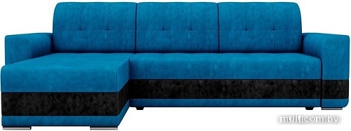 Угловой диван Mebelico Честер 61106 (левый, велюр, голубой/черный)
