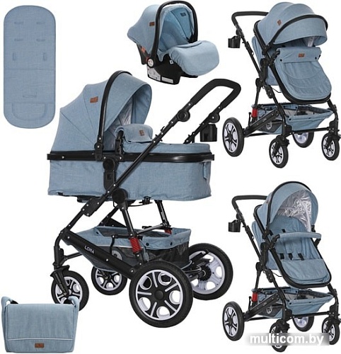 Универсальная коляска Lorelli Lora 2020 (3 в 1, голубой)