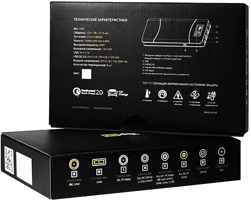 Портативное зарядное устройство TopON TOP-T72 (черный)