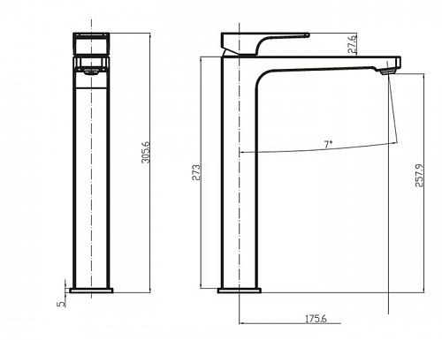 Смеситель Villeroy & Boch Architectura Square TVW125002000