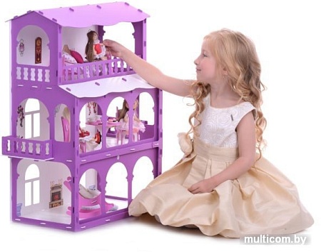 Кукольный домик Krasatoys Дом Бриджит с мебелью 000285 (белый/сиреневый)