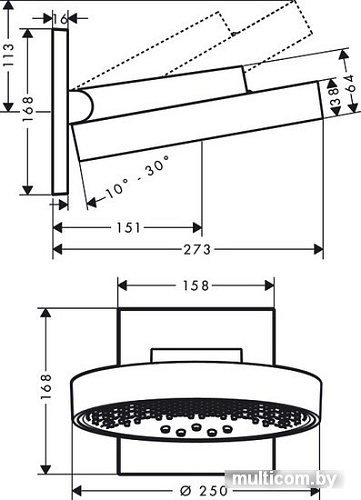 Верхний душ Hansgrohe Rainfinity 250 3jet 26232000 (хром)