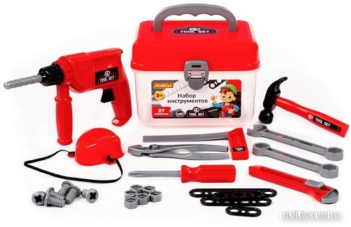 Набор инструментов игрушечных Полесье №28 в чемоданчике 92427 (27 элементов)