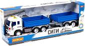 Грузовик Полесье Сити бортовой с прицепом 93127 (синий)