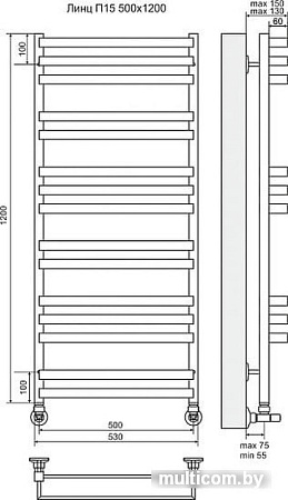 Полотенцесушитель TERMINUS Линц П15 (530x1200)