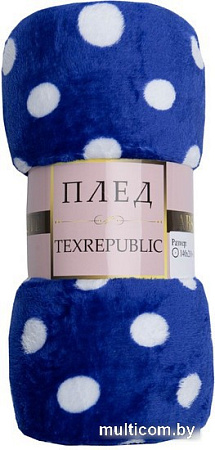 Плед Tex Republic Absolute Горох Фланель 180x200 63498 (синий/белый)