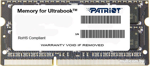 Оперативная память Patriot Memory for Ultrabook 4GB DDR3 SO-DIMM PC3-10600 (PSD34G1333L2S)