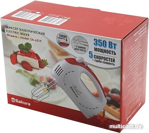 Миксер Sakura SA-6319R (белый/красный)
