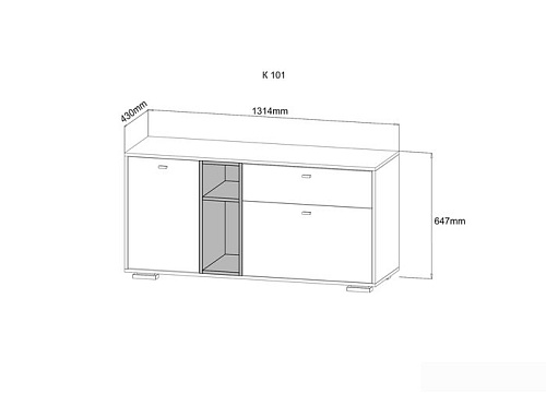 Комод ДСВ Ланс К101 (белый/дуб бунратти)