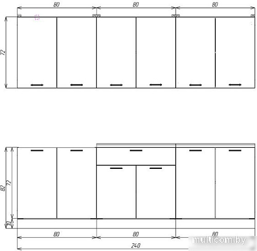 Готовая кухня ЭлиГард Lion 2.4 (белый структурный/дуб марбург/королевский опал)