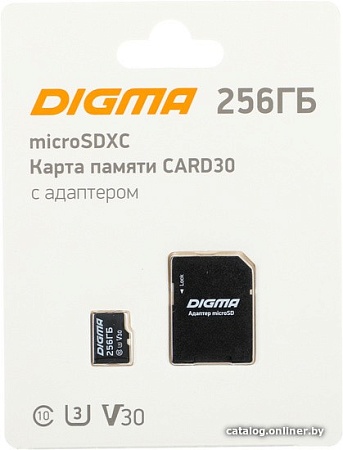 Карта памяти Digma MicroSDXC Class 10 Card30 DGFCA256A03