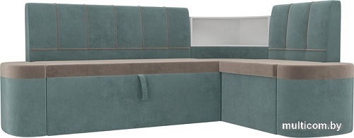 Угловой диван Mebelico Тефида 107509 (правый, коричневый/бирюзовый)