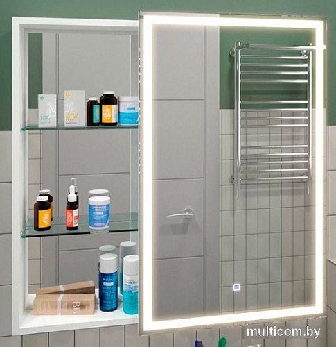 Континент Шкаф с зеркалом Aperio Led 80x80 (правый)