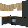 Готовая кухня ВерсоМебель Эко-1 1.4x2.6 левая (дуб крафт золотой/антрацит/ст.золотистый дуб)
