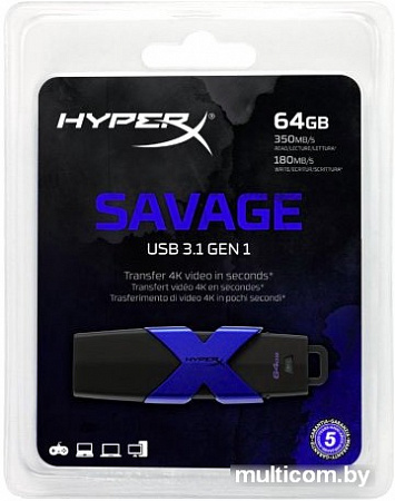 USB Flash Kingston HyperX Savage 64GB [HXS3/64GB]