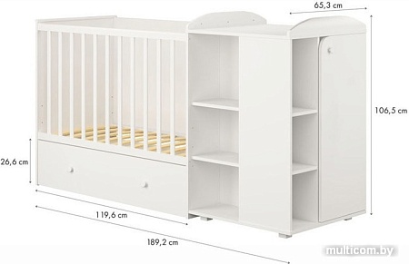 Кроватка-трансформер Polini Kids Ameli 800, с комодом (белый)