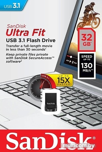 USB Flash SanDisk Ultra Fit USB 3.1 32GB (черный)