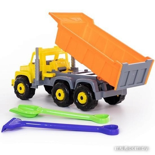Полесье Супергигант автомобиль-самосвал + лопата и грабли 5557