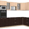 Готовая кухня Интерлиния Мила 1.68x3.2 правая без столешницы (дуб молочный/дуб венге)