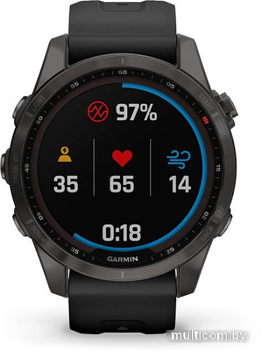 Умные часы Garmin Fenix 7S Sapphire Solar 42 мм (серый карбон/черный)