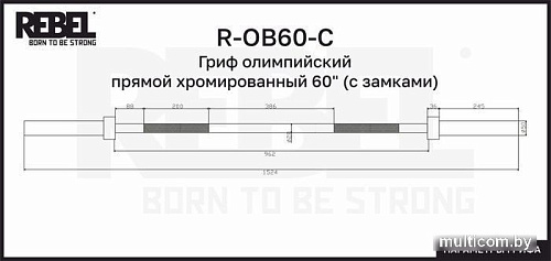 Гриф для штанги Rebel R-OB60-C